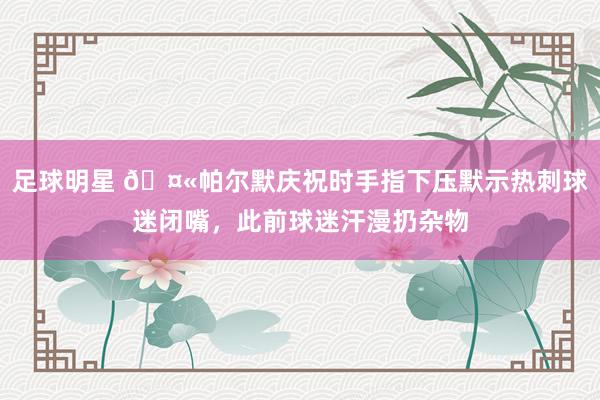 足球明星 🤫帕尔默庆祝时手指下压默示热刺球迷闭嘴，此前球迷汗漫扔杂物