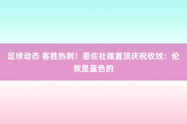 足球动态 客胜热刺！恩佐社媒置顶庆祝收效：伦敦是蓝色的